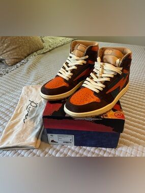 Kool kit High-Top Men's Sneakers in Brown & Orange - Casual Athletic Style